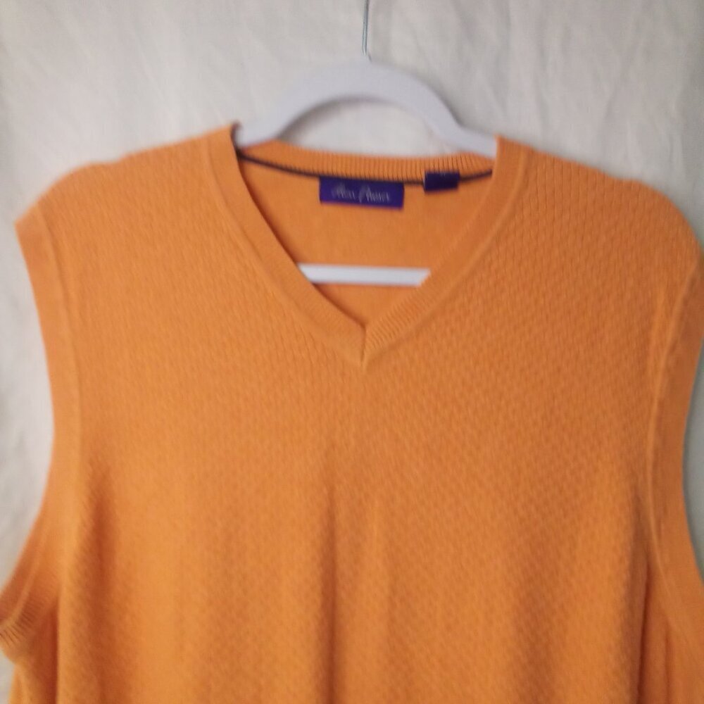 Alan Flusser Sweater Vest Men XL Sleeveless Golf Textured Orange - Picture 3 of 12